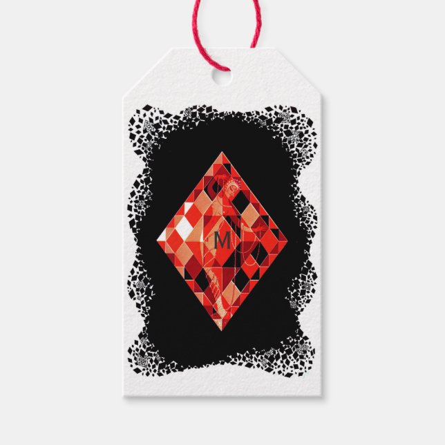 Mit Monogramm Ruby Birthstone Geschenkanhänger (Vorderseite)