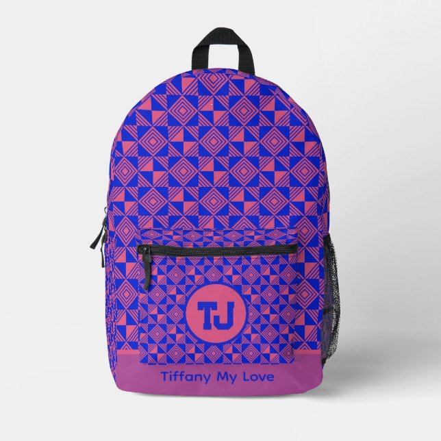 Mit Monogramm Rucksack mit Chic Name für Kinder (Vorderseite)