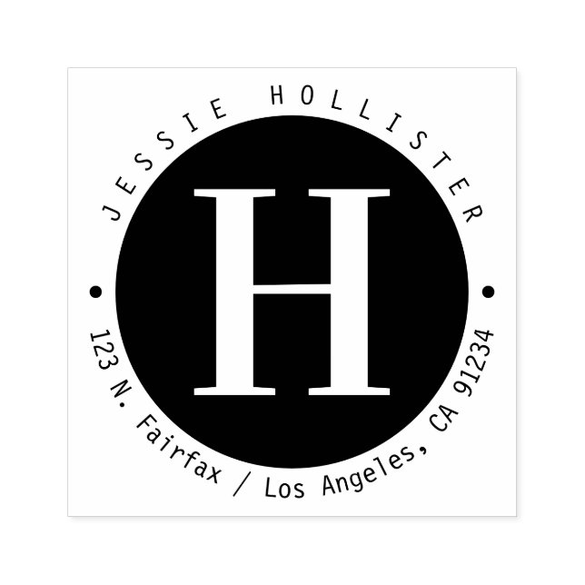 Mit Monogramm Rücksendeadresse des coolen Schwarze Gummistempel (Prägung)