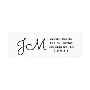 Mit Monogramm Rücksendeadresse mit weißem und schw