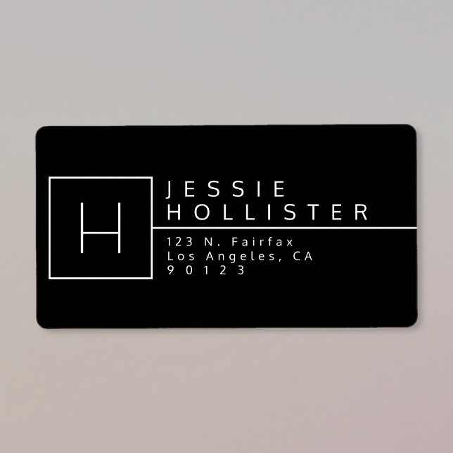 Mit Monogramm Rücksendeadresse Schwarz/Weiß (Von Creator hochgeladen)