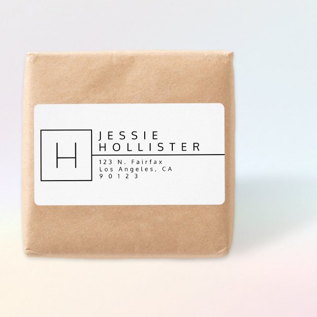 Mit Monogramm Rücksendeadresse Weiß und Schwarz (Von Creator hochgeladen)