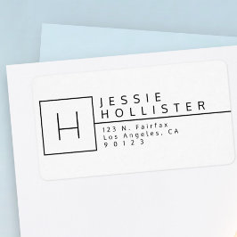 Mit Monogramm Rücksendeadresse Weiß und Schwarz Adressaufkleber