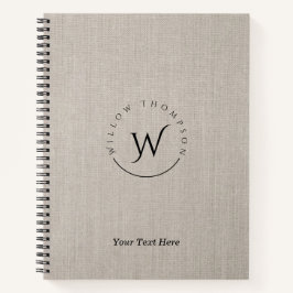 Mit Monogramm Rustikale Beige Linen Elegantes Skri Notizbuch
