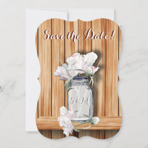 Mit Monogramm Rustikale Mason Jar und rosa Peonys Save The Date