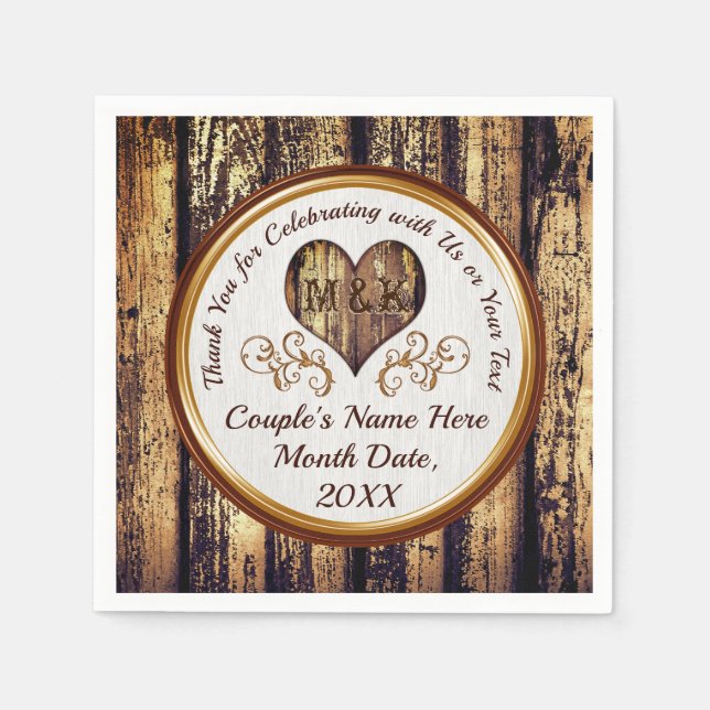 Mit Monogramm rustikale Personalisierte Hochzeit N Serviette (Vorderseite)