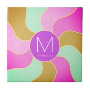 Mit Monogramm rustikale Retro-Farbenspiel Fliese
