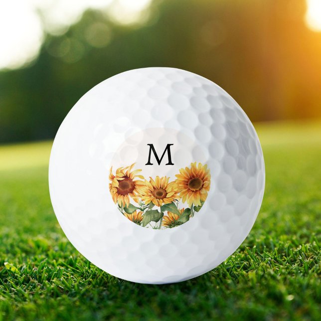 Mit Monogramm rustikaler Gelbblütengarten Golfball (In situ)