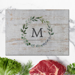Mit Monogramm Rustikaler Holzkranz Schneidebrett