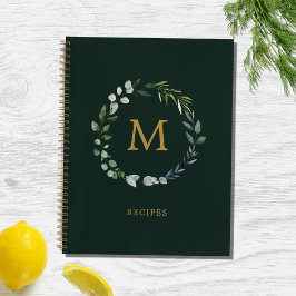 Mit Monogramm Rustikales Grüne Wildleder Rezept Notizbuch
