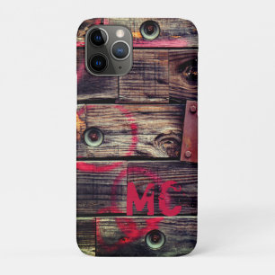 Mit Monogramm rustikales Holzmuster Case-Mate iPhone Hülle
