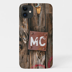 Mit Monogramm rustikales Holzmuster Case-Mate iPhone Hülle