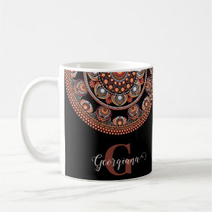 Mit Monogramm Safari Sunset Bohemisch Dot Mandala Kaffeetasse