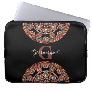 Mit Monogramm Safari Sunset Bohemisch Dot Mandala Laptopschutzhülle