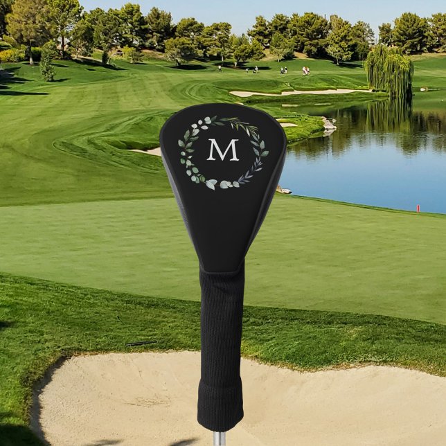 Mit Monogramm Sage Green Blätter Grünfläche Kranz Golf Headcover (In situ)