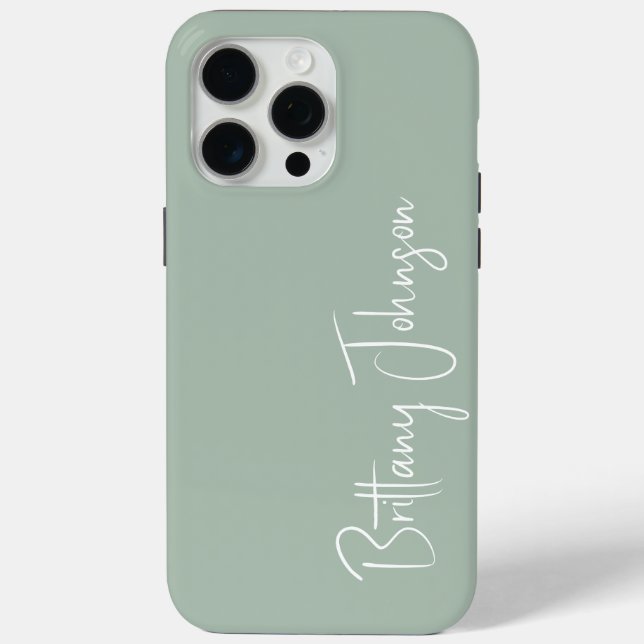 Mit Monogramm Sage Green Case-Mate iPhone Hülle (Rückseite)