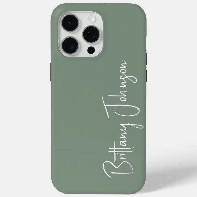 Mit Monogramm Sage Green Case-Mate iPhone Hülle (Rückseite)