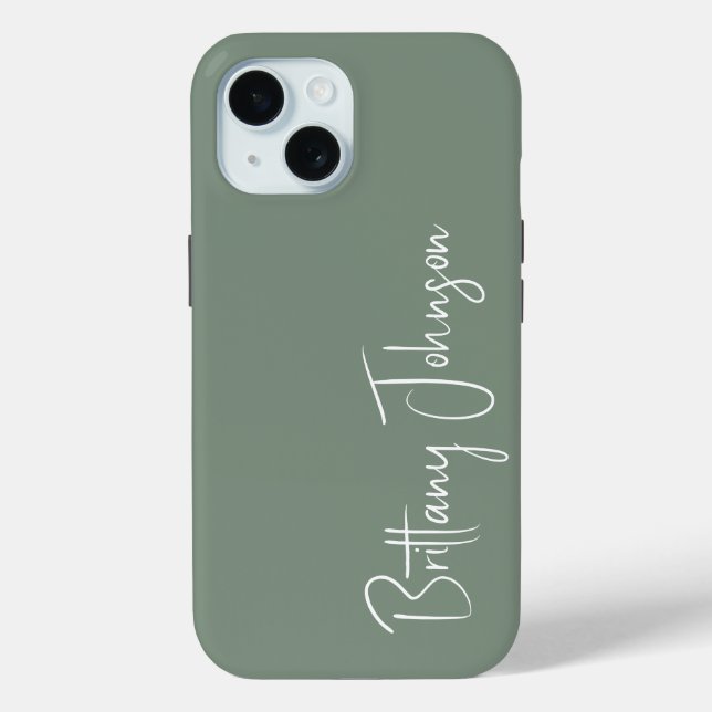 Mit Monogramm Sage Green Case-Mate iPhone Hülle (Rückseite)