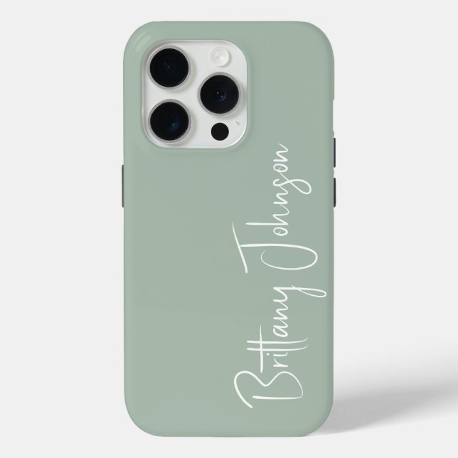 Mit Monogramm Sage Green Case-Mate iPhone Hülle (Rückseite)