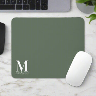 Mit Monogramm Sage Green Initial Name Electronics Mousepad