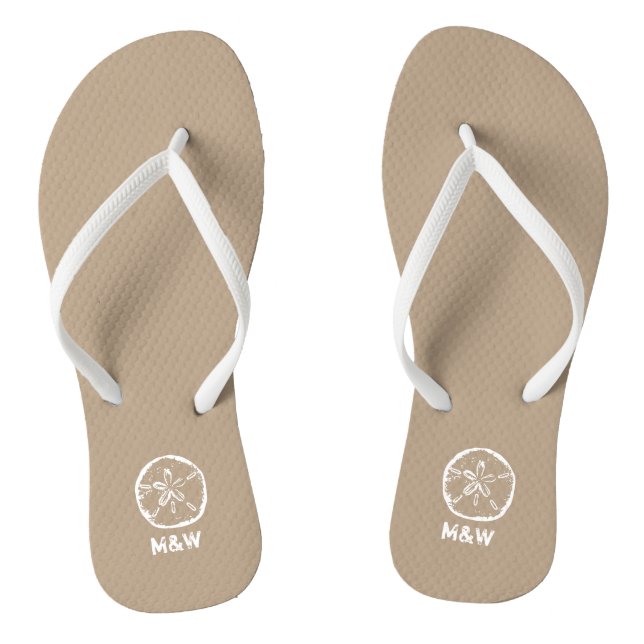 Mit Monogramm Sandstrand Hochzeit Flip Flops (Fußbett)