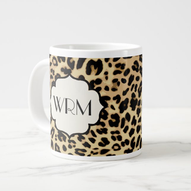 Mit Monogramm Sassleopard-Printwerbung Jumbo-Tasse (Vorderseite Links)
