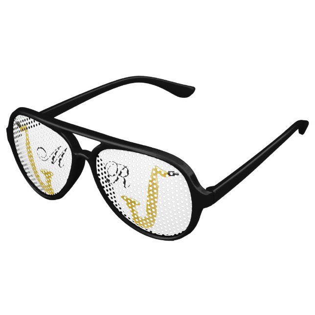 Mit Monogramm Saxophon Partybrille (Schrägansicht)