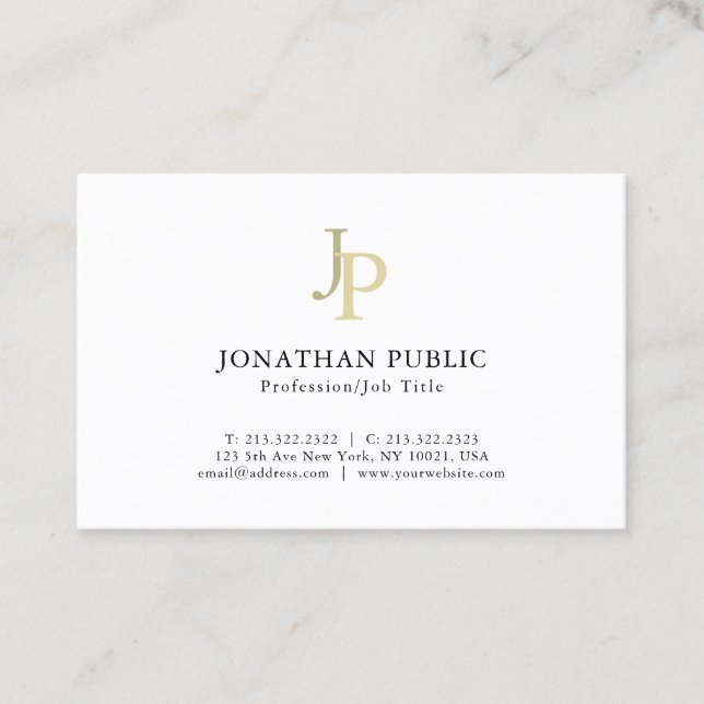 Mit Monogramm Schablonen-elegantes modernes Gold Visitenkarte (Vorderseite)