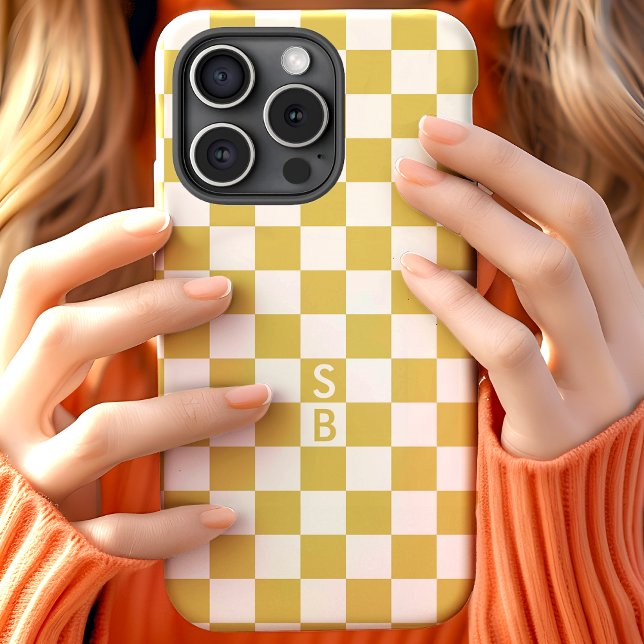 Mit Monogramm Schachbrettmuster Case-Mate iPhone Hülle (Von Creator hochgeladen)