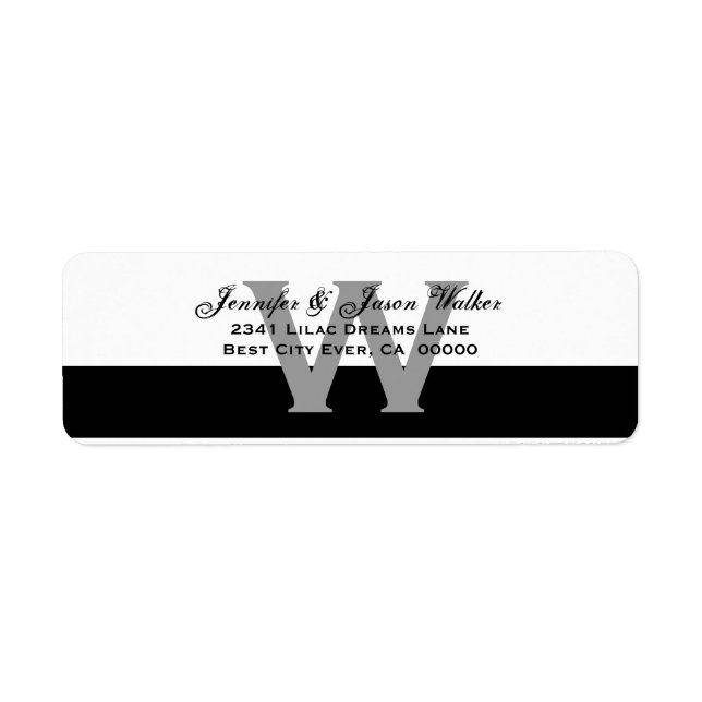 Mit Monogramm schlicht, elegant Schwarz und Weiß (Vorne)