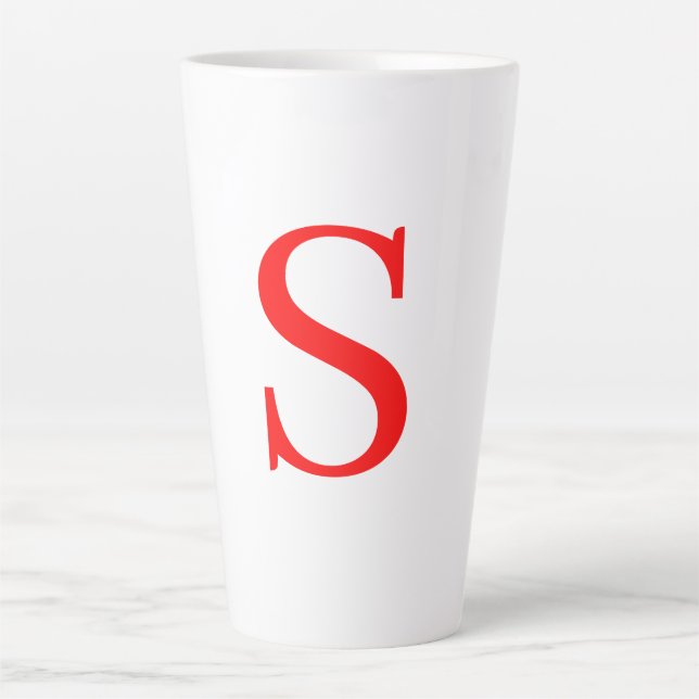 Mit Monogramm Schlichtes  Rotes und Weißes Anfangs Milchtasse (Vorderseite)
