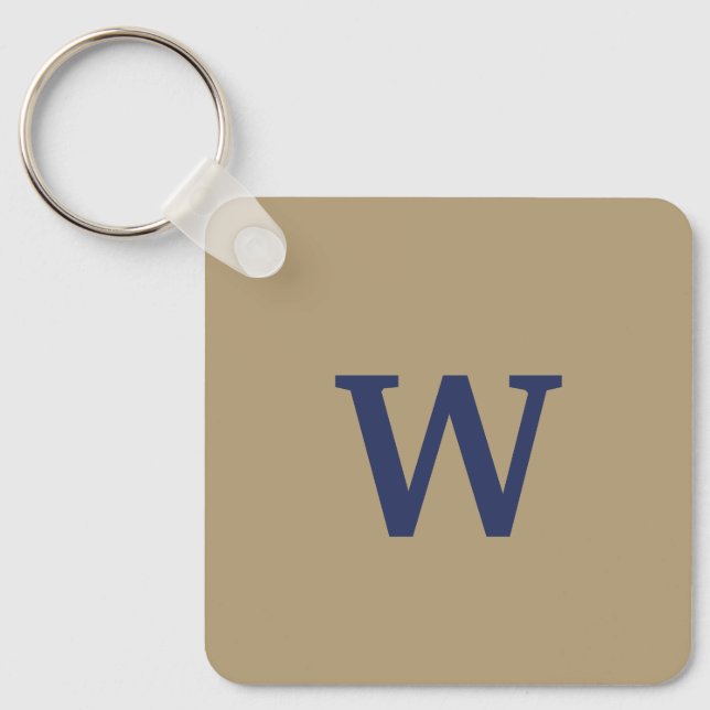 Mit Monogramm Schlüsselanhänger braun und blau (Vorderseite)