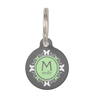 Mit Monogramm Schmetterlings-Hundeplakette - grün Tiermarke