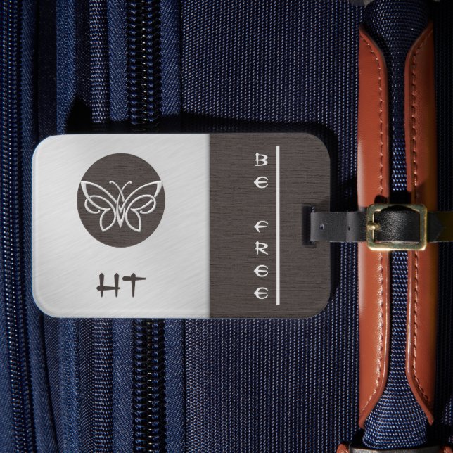 Mit Monogramm Schmetterlingseide Aussehen Gepäckma Gepäckanhänger (Vorderseite Insitu 4)