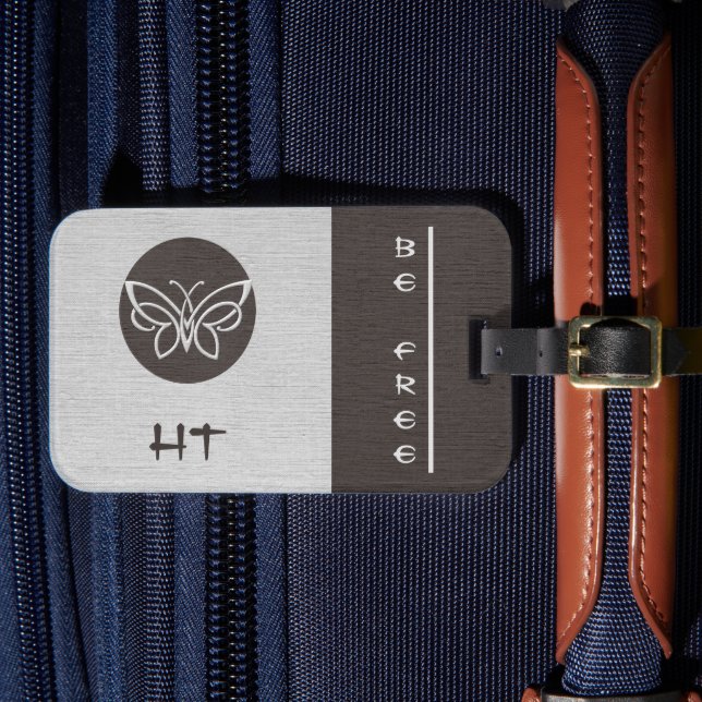 Mit Monogramm Schmetterlingseide Aussehen Gepäckma Gepäckanhänger (Vorderseite Insitu 4)