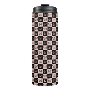 Mit Monogramm Schmetterlingsmuster aus Rosa und Sc Thermosbecher