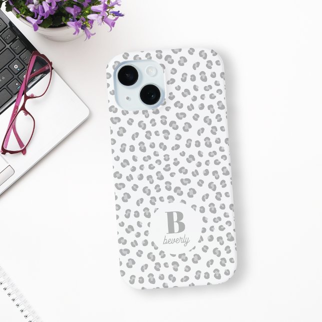 Mit Monogramm Schneeleopard Case-Mate iPhone Hülle (Von Creator hochgeladen)