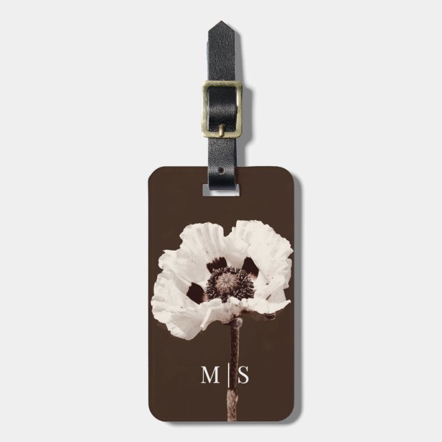 Mit Monogramm Schöne Wildblume White Montana Gepäckanhänger (Vorderseite vertikal)