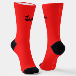Mit Monogramm Schrift, schwarz und rot, moderner T Socken