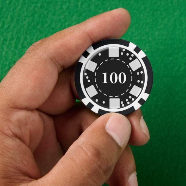 Mit Monogramm Schwarz 100 Pokerchips (Hand)