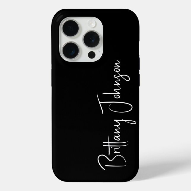 Mit Monogramm Schwarz Case-Mate iPhone Hülle (Rückseite)
