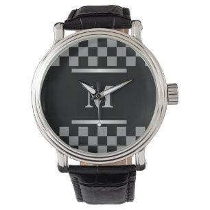 Mit Monogramm schwarz geprüft Armbanduhr