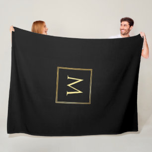 Mit Monogramm Schwarz-Gold-Elegant Fleecedecke