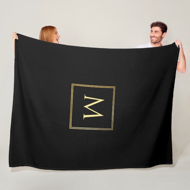 Mit Monogramm Schwarz-Gold-Elegant Fleecedecke (Beispiel)