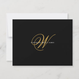 Mit Monogramm Schwarz-Gold-Wohnung Dankeskarte