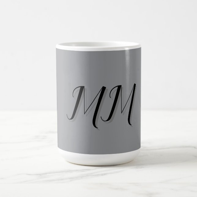 Mit Monogramm-Schwarz-Grau-Kalligraphie Kaffeetasse (Mittel)