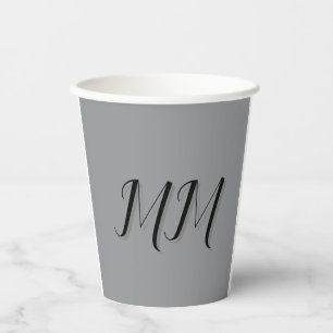 Mit Monogramm-Schwarz-Grau-Kalligraphie Pappbecher
