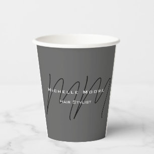 Mit Monogramm-Schwarz-Grau-Kalligraphie Pappbecher