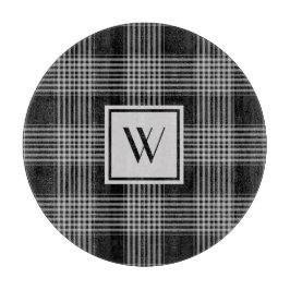 Mit Monogramm Schwarz/Grau-Schachbrettmuster Karie Schneidebrett