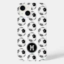mit Monogramm schwarz-graue Fußballbälle Case-Mate iPhone 14 Hülle